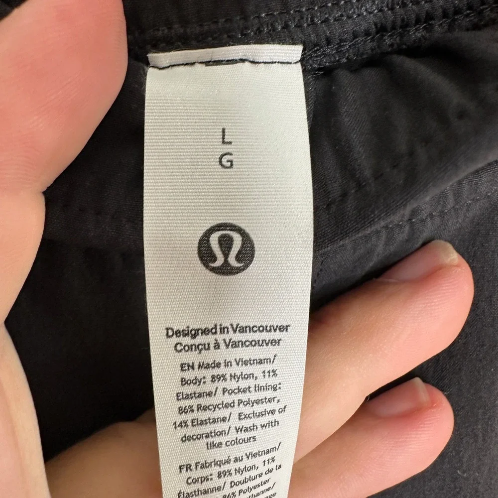 Lululemon Stretch Woven Ruffle-Waist Wide-Leg Cropped Pants Black LW6CWBS Size L